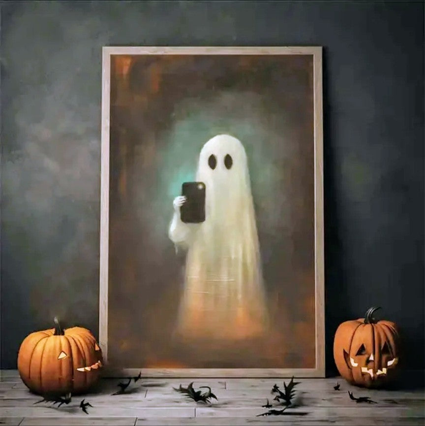 Selfie Fantomatique : Affiche Halloween Moderne et Ludique